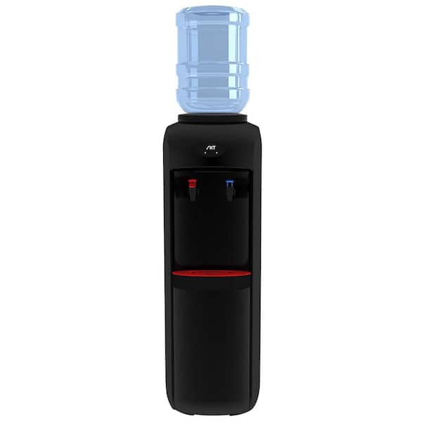 Stainless Steel Top Loading Water Cooler Dispenser in Black,with Child Safety Lock,Hot and Cold Water,ETL Approved