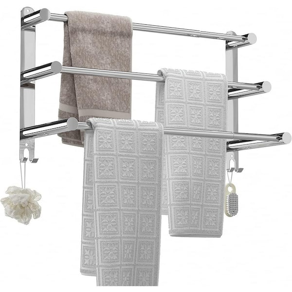 Dyiom Towel Bars Freely Retractable 17-31 Inches Bathroom Towel Rack with Hooks