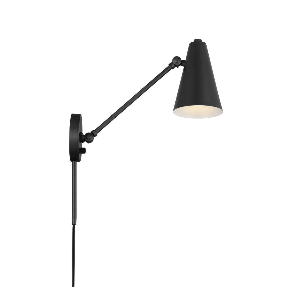 Sylvia Black Swivel Shade Dimmable Wall Sconce in Mid-Century Modern Style