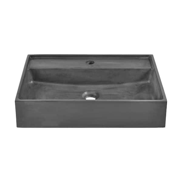 Swiss Madison Lisse 16 in. Square Concrete Vessel Bathroom Sink in Dark Grey