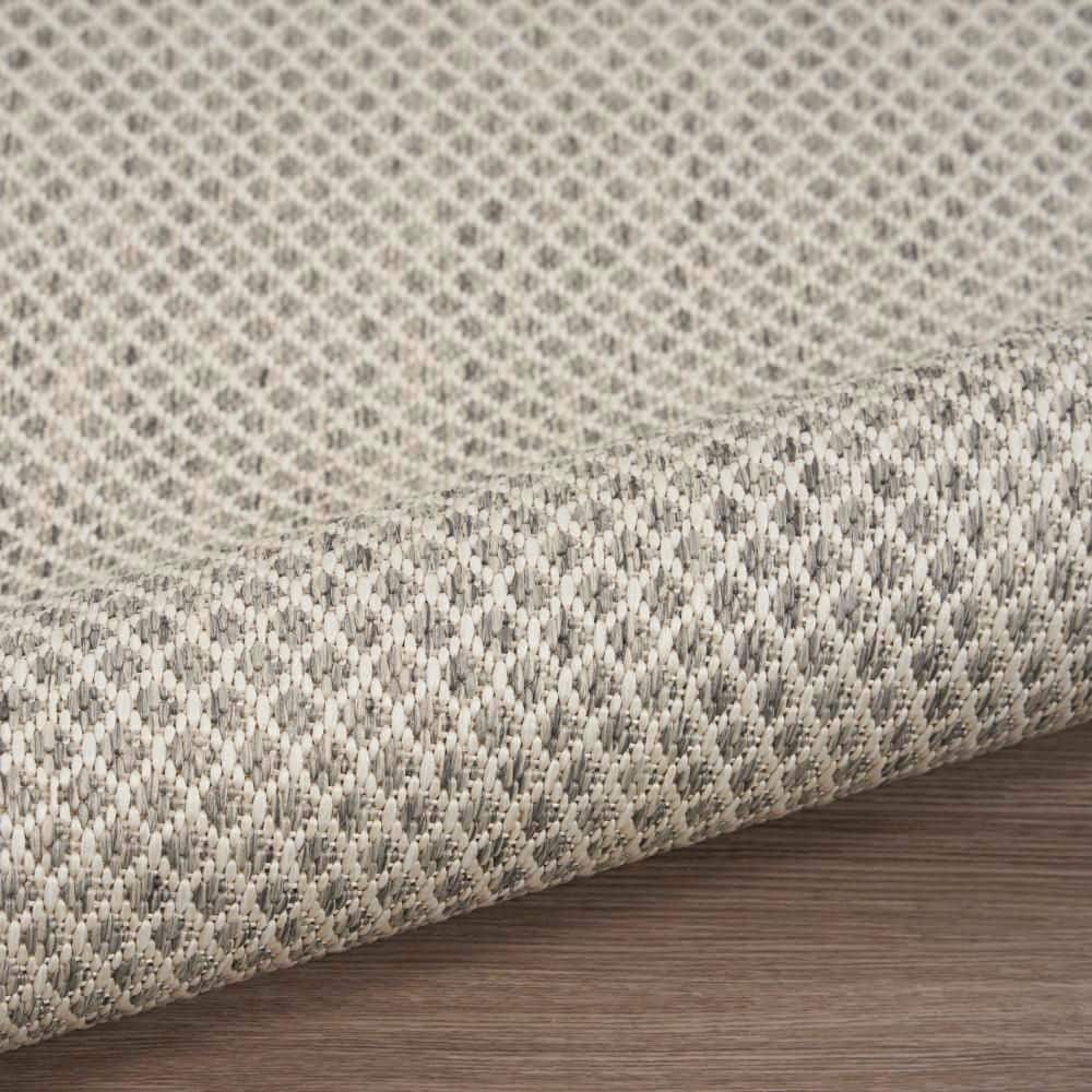Ivory Silver Geometric Flat Woven Indoor/Outdoor Rug 3' x 5'