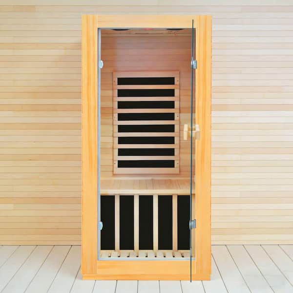 Moray 1-Person Indoor Hemlock Infrared Sauna with 5 Far-infrared Carbon Crystal Heaters, 900W