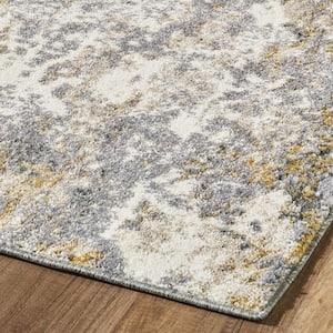 Beverly Collection Grey 4x5 Abstract Polypropylene Modern Area Rug