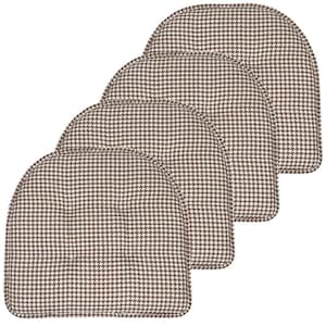 Brown, Houndstooth Stitch Memory Foam U-Shaped 16 in. x 16 in. Non-Slip Indoor/Outdoor Chair Seat Cushion (6-Pack)