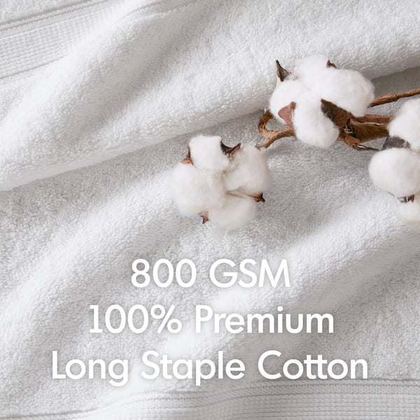 800 GSM White 100% Cotton Bath Sheet (Set of 2)