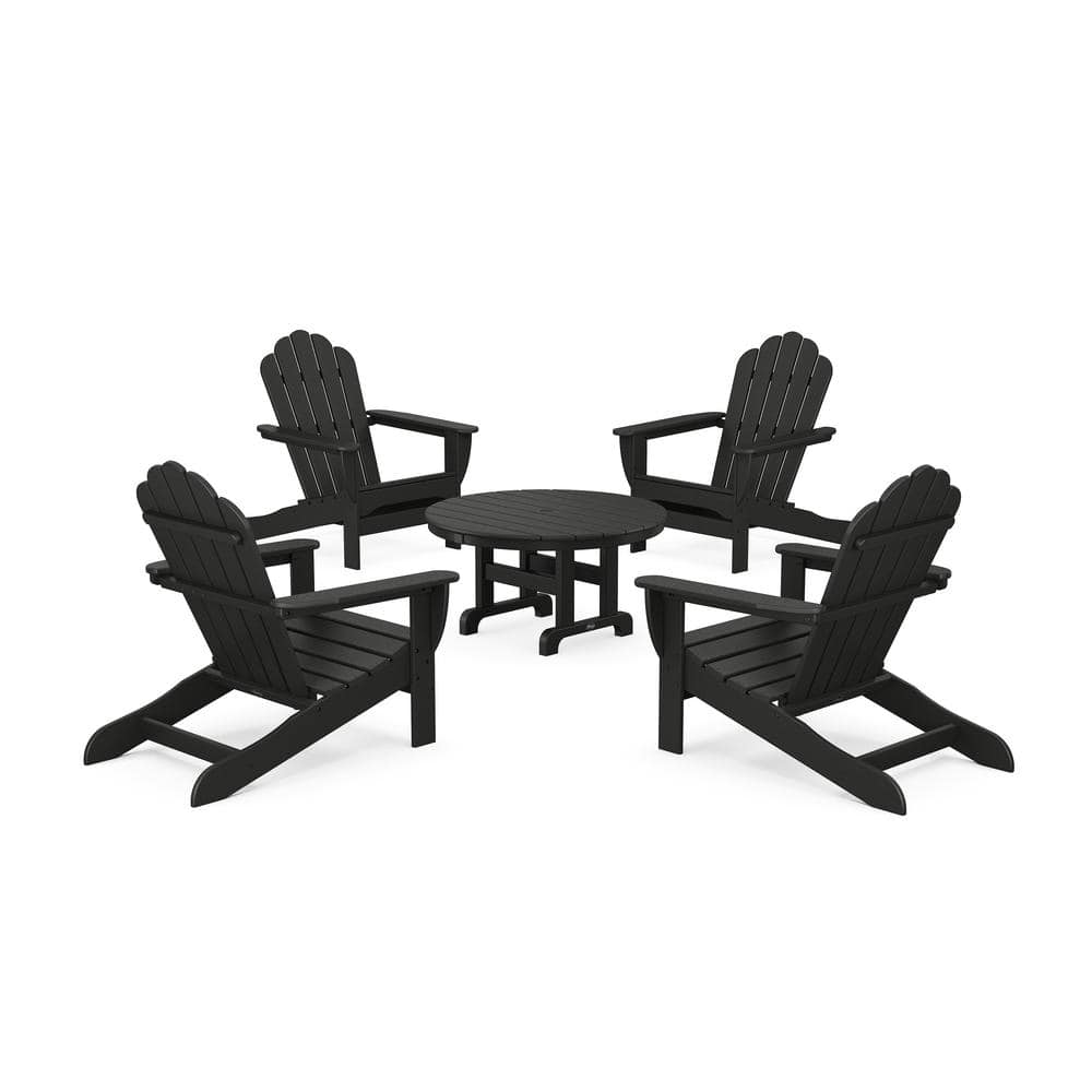 Charcoal Black 5-Piece Plastic Patio Conversation Set in Oversized Adirondack Chair Monterey Bay price history on PriceWatchPro