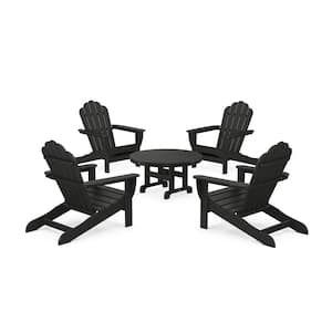 Charcoal Black 5-Piece Plastic Patio Conversation Set in Oversized Adirondack Chair Monterey Bay