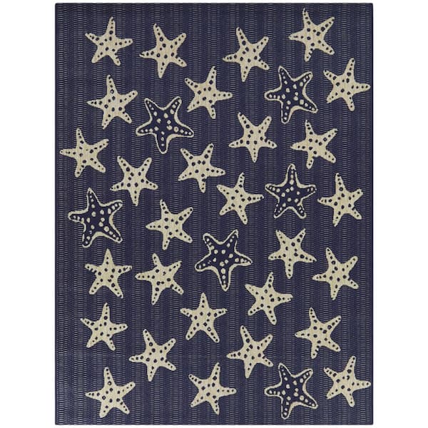 Delmira Navy Blue 8 ft. x 10 ft. Starfish Indoor/Outdoor Area Rug