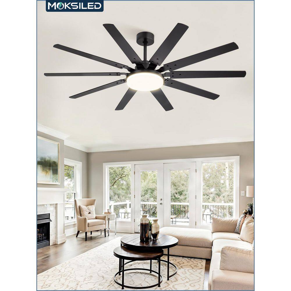 65 in. Black 2-Toned Blades Angled/Downrod Mount Standard Ceiling Fan with 6 Speeds, Remote and Damp Rated price history on PriceWatchPro