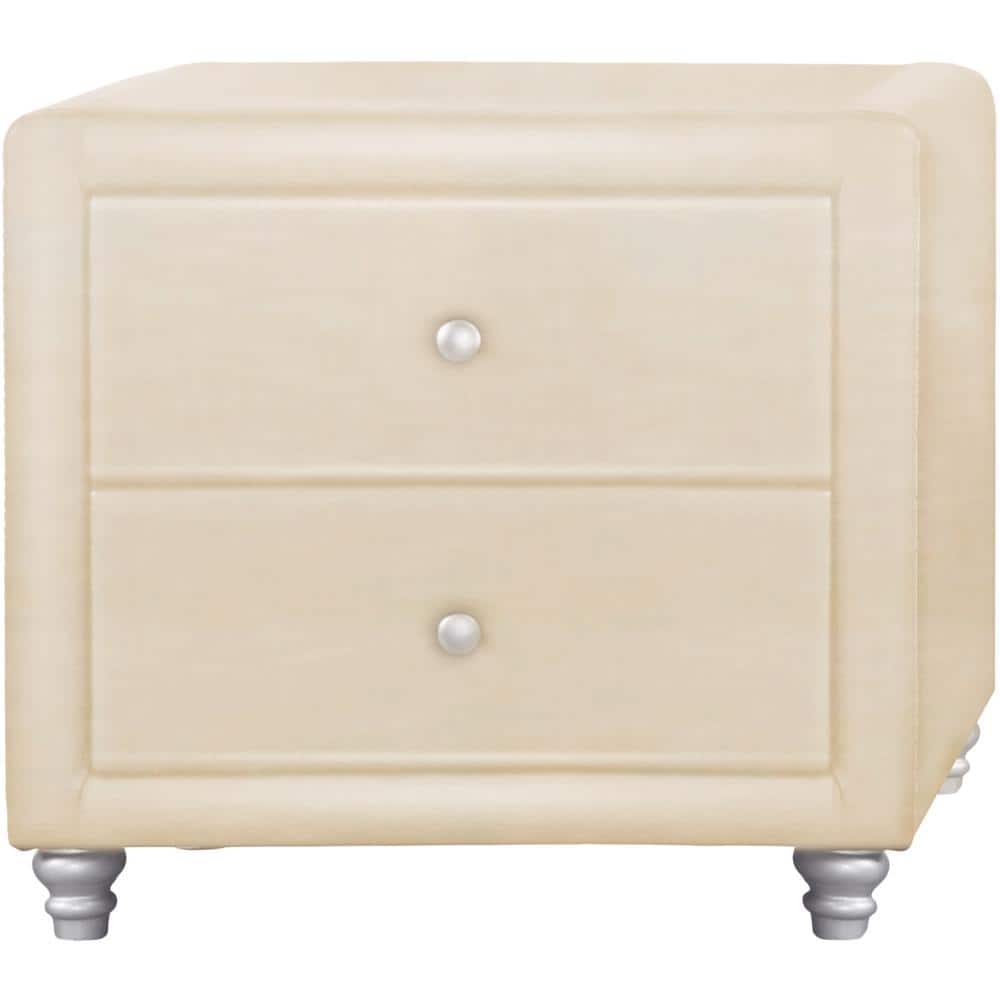 Camden Isle Upholstered 2Drawer Beige Nightstand 86957 The Home Depot