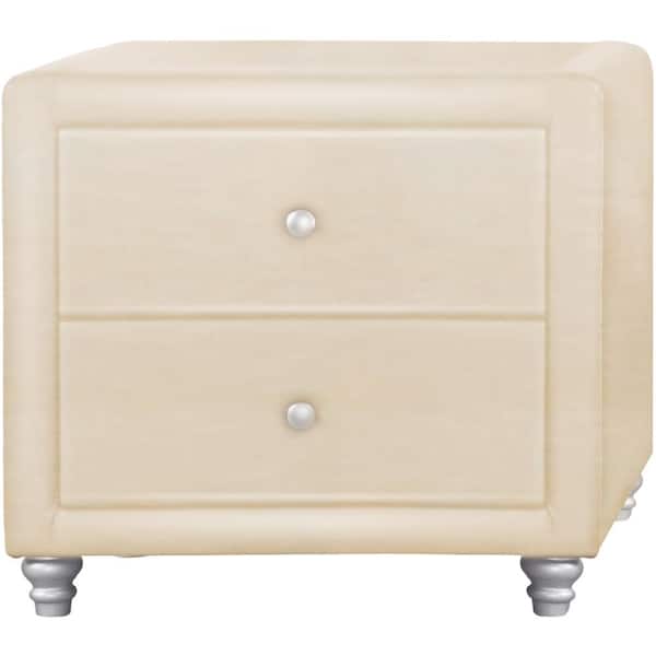 Camden Isle Upholstered 2-Drawer Beige Nightstand
