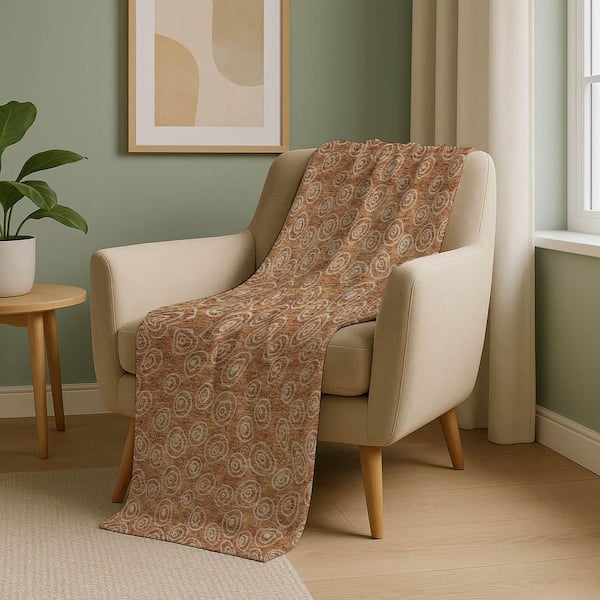 Premium Machine Washable ASB728 Terracotta 50 in. x 70 in. Sherpa Throw Blanket