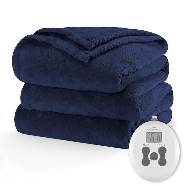 Sunbeam 72 in. x 84 in. Nordic Premium Heated Electric Blanket, Full Size, Orion Blue