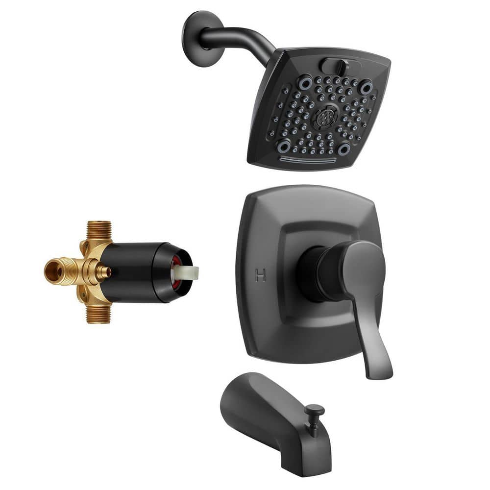 Modern Single Handle 5-Spray Tub and Shower Faucet 1.8 GPM in Matte Black Valve Included price history on PriceWatchPro