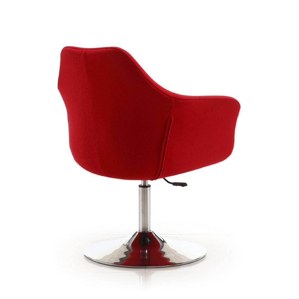 Kinsey Red Wool Blend Low-Profile Swivel Accent Chair