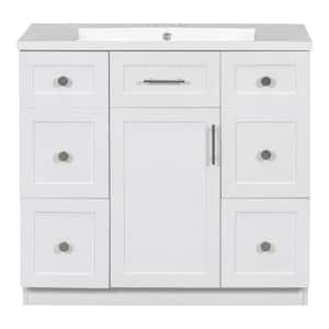 Victoria 18 in. W Freestanding Modern Design Single Sink Bath Vanity in White with White Ceramic Top