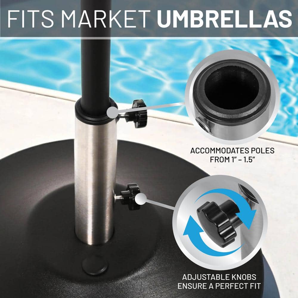 Black Metal Rolling Free-Standing Umbrella Base