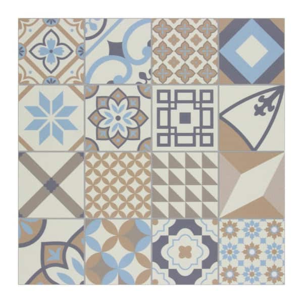 sunwings Patterned 9 in. x 9 in. Peel and Stick Backsplash Square Mosaic Wall Tile, Mix Color (20-Tiles, 11.4 sq. ft.)