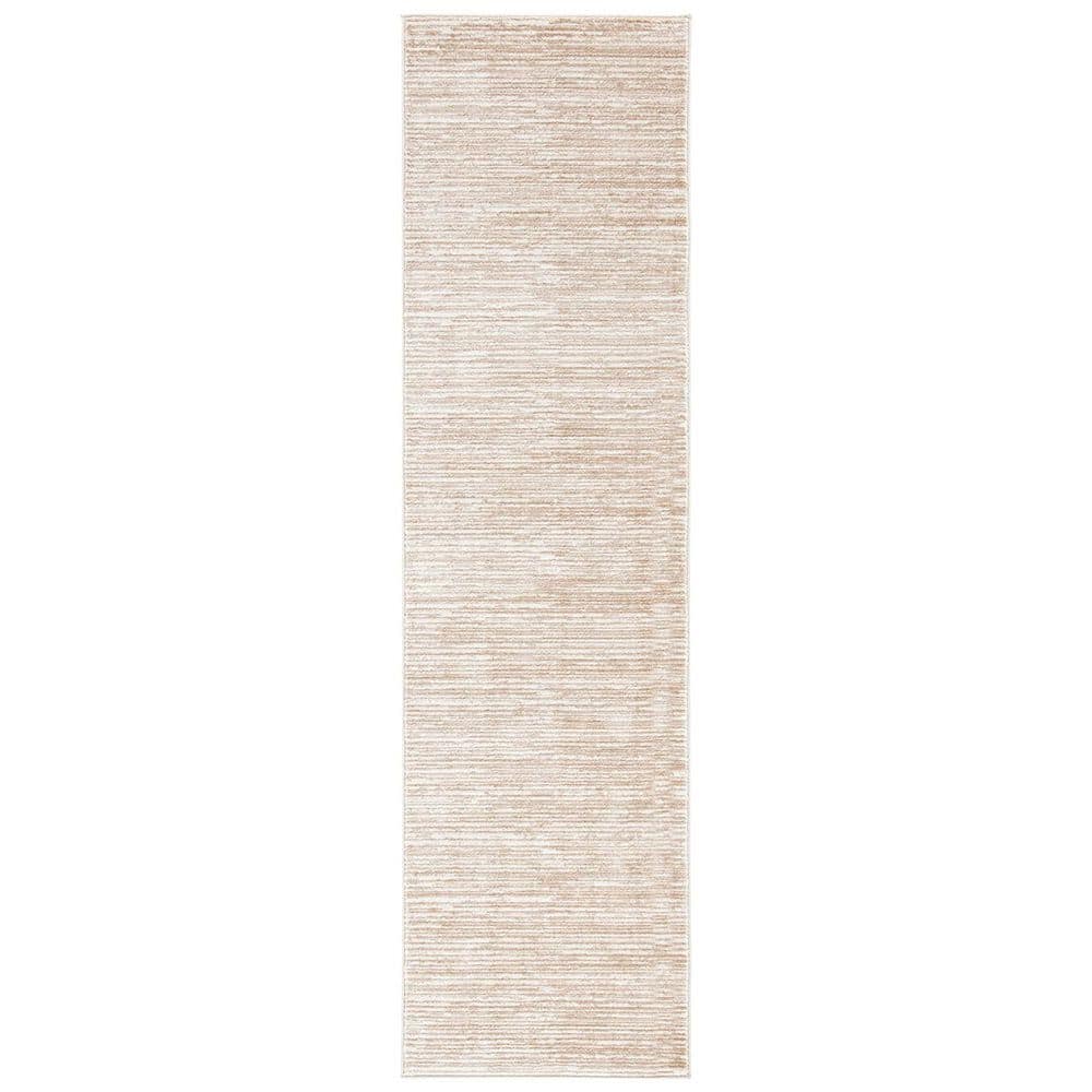 Beige Polypropylene 2 ft. 2 in. x 8 ft. Solid Color Indoor Runner Rug