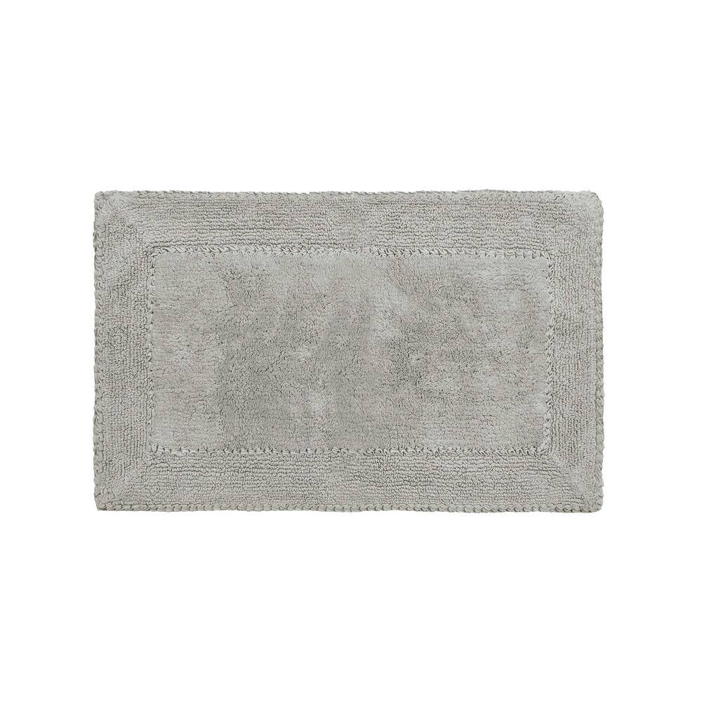 Laura Ashley 20 in. x 34 in. Light Gray Cotton Ruffle Bath Rug ...