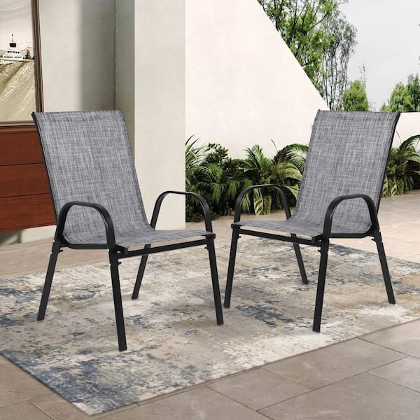 Siavonce Steel 4-Piece Camping Chairs with Breathable Textilene Fabric, (Set of 2) Garden Chairs for Garden Beach Yard