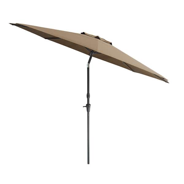 CorLiving 10 ft. Aluminum Wind Resistant Market Tilting Patio Umbrella in Sandy Brown