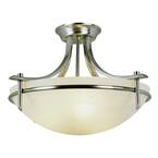 Hampton Bay Regency 3-Light Brushed Nickel Fluorescent Flush Mount ...