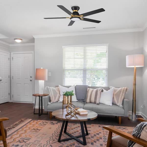 Byrness 60 in. Color Changing Integrated LED Indoor Matte Black 10-Speed DC Ceiling Fan with Light Kit/Remote Control