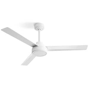 52 in. Indoor/Outdoor White Farmhouse Ceiling Fan with Remote Control, 3 ABS Blades, Reversible DC Motor(Without Light)