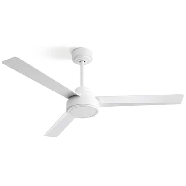 Modland 52 in. Indoor/Outdoor White Farmhouse Ceiling Fan with Remote Control, 3 ABS Blades, Reversible DC Motor(Without Light)