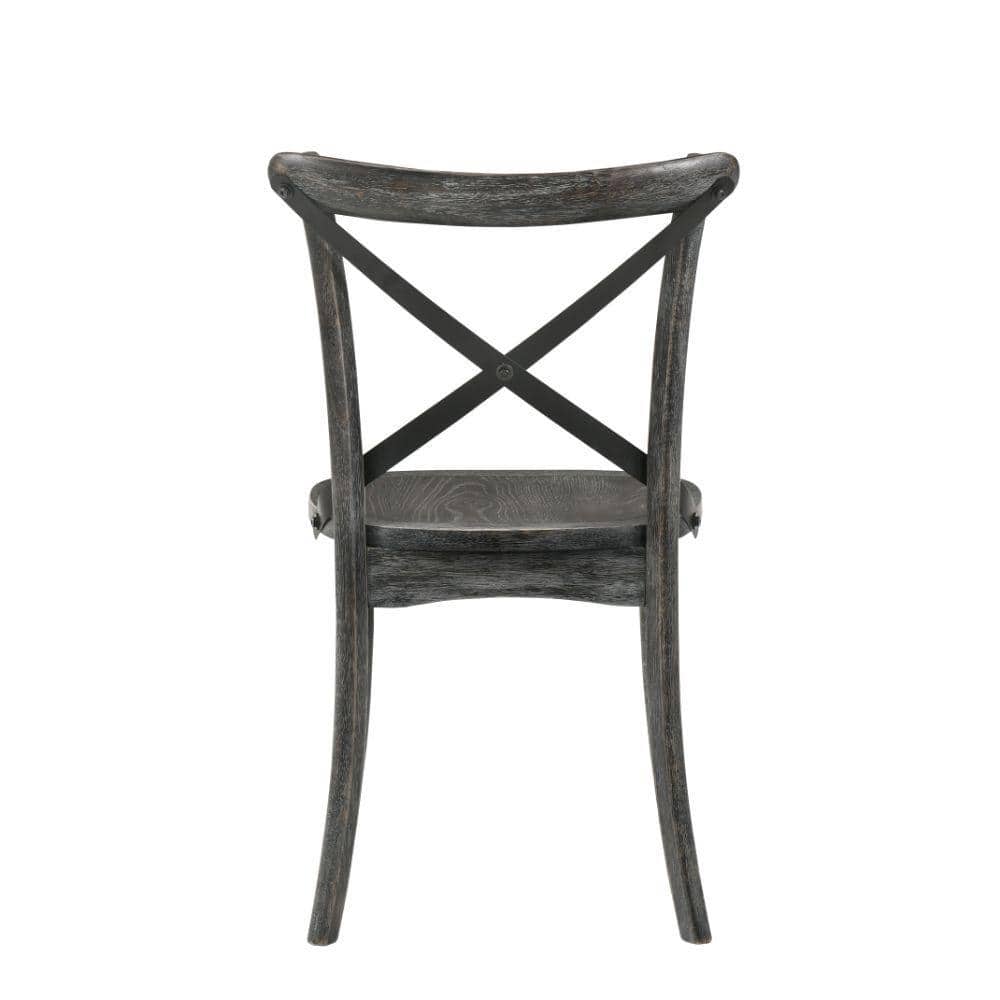 Rustic Gray High-Back Cross-Back Wooden Side Chair