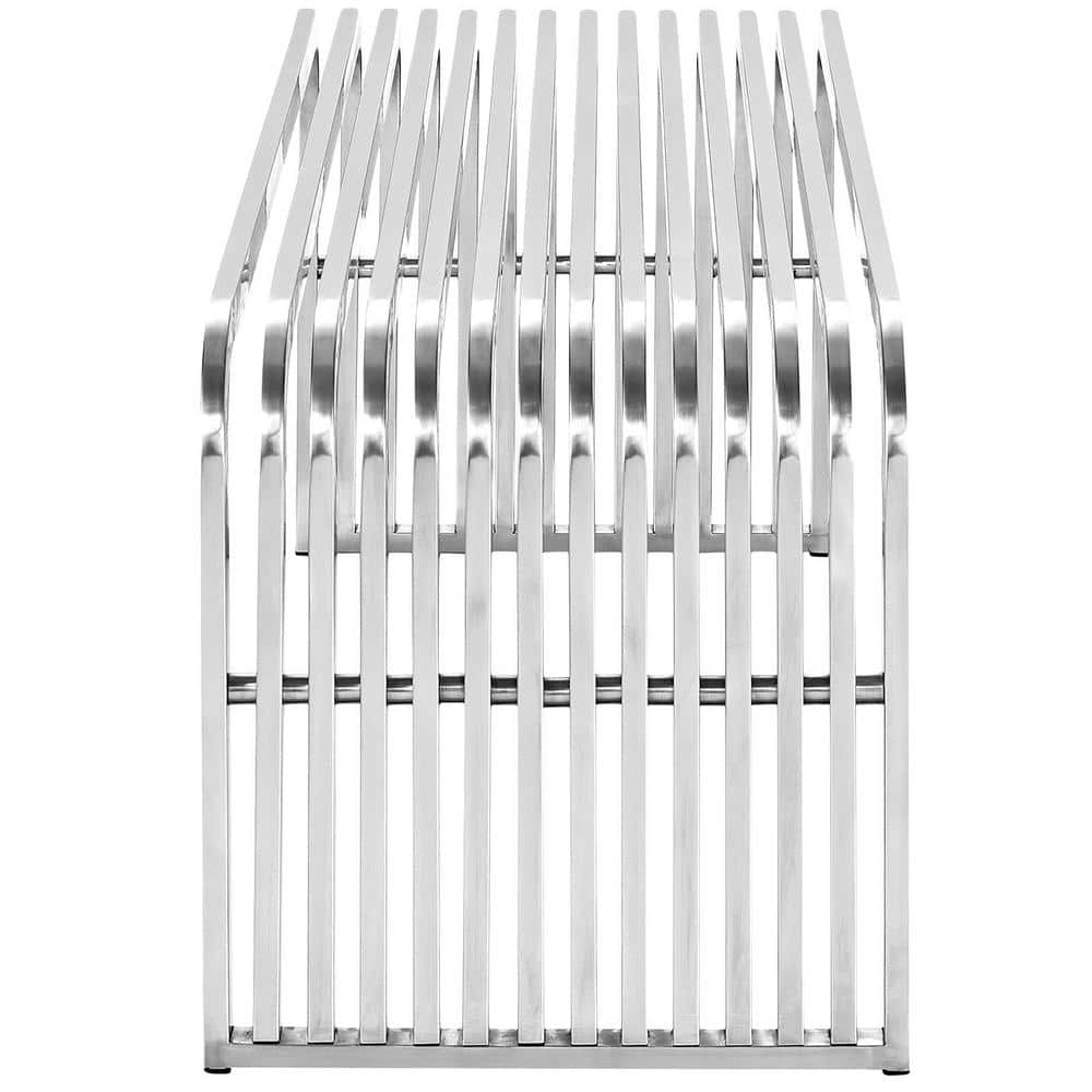 Modway 47" Silver Stainless Steel Modern Bench