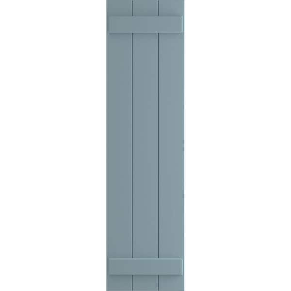 Ekena Millwork 16-1/8 in. x 36 in. True Fit PVC Three Board Joined Board and Batten Shutters Pair in Peaceful Blue