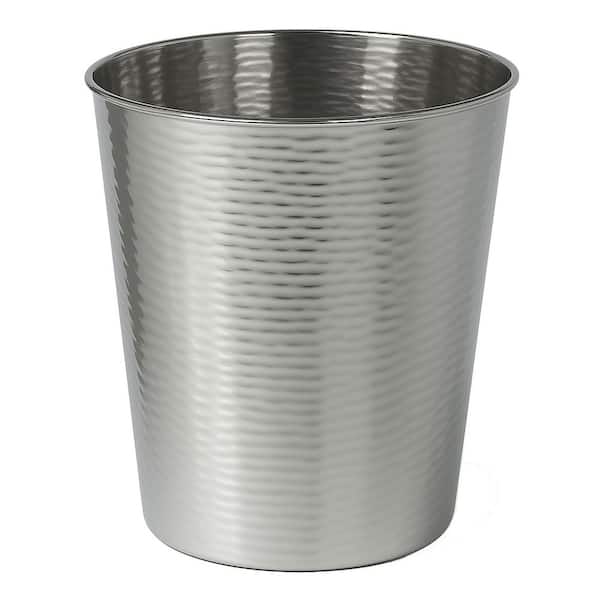 Remi Modern Classic Textured Steel 2 Gal. Wastebasket, Polished Steel