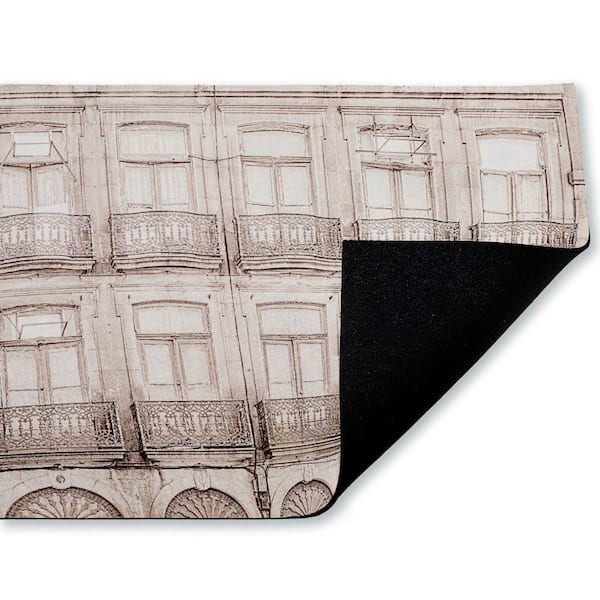 Pretty Beige Windows Architecture Beige 18 in. x 30 in. Polyester Non-Slip Outdoor Door Mat