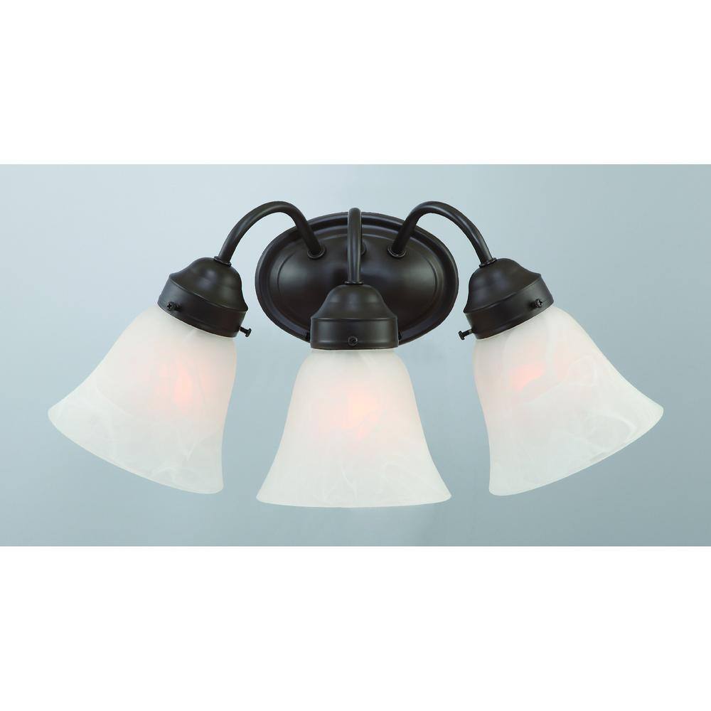 Barcelona Antique Bronze 3-Light Vanity with Alabaster Glass