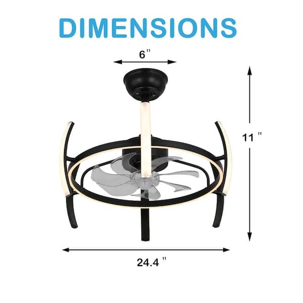 Meyer 24 in. Indoor Black 5 DIY Shapes Smart Ceiling Fan with Remote Futuristic UFO Design 6-Speed LED Fan lights