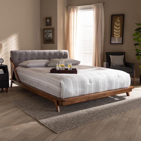 Baxton Studio Sante Gray and Walnut Full Platform Bed 156 9287 HD