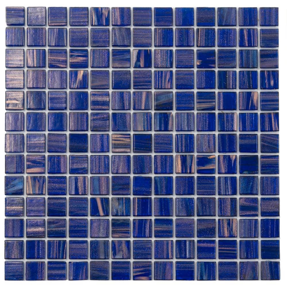 Celestial Royal Blue and Gold Glass Mosaic Wall and Floor Tile