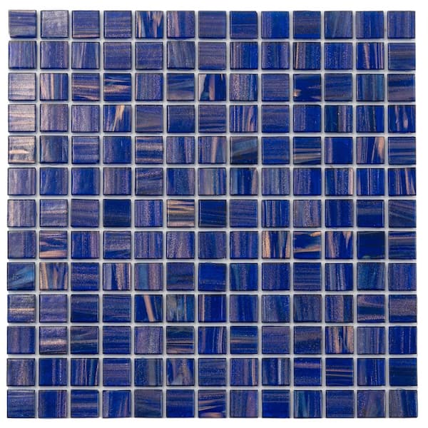 Celestial Glossy Royal Blue and Gold 12 in. x 12 in. Glass Mosaic Wall and Floor Tile (20 sq. ft./case) (20-pack)