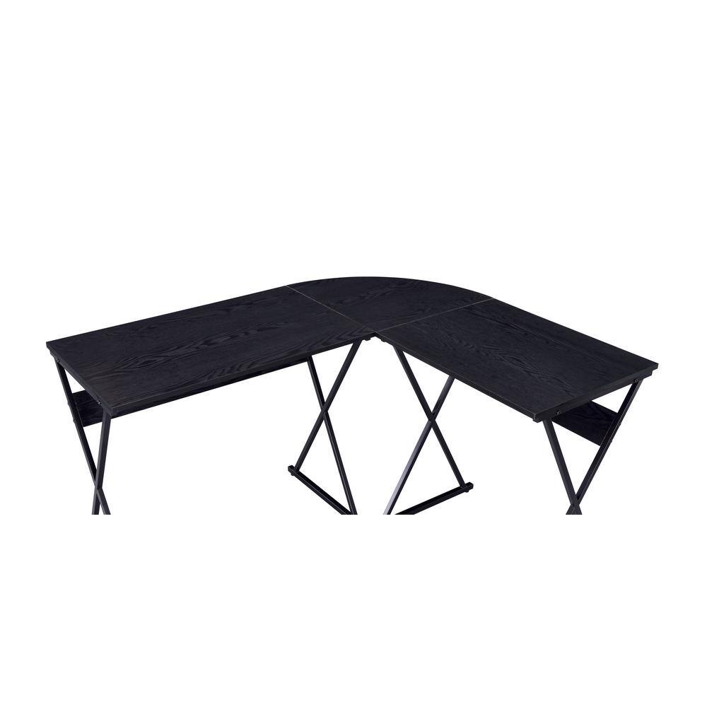 Zafiri Executive Black Wood Desk with Drawer and X-Shaped Base
