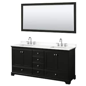 Deborah 72 in. W x 22 in. D x 35 in. H Double Bath Vanity in Dark Espresso with White Quartz Top and 70 in. Mirror