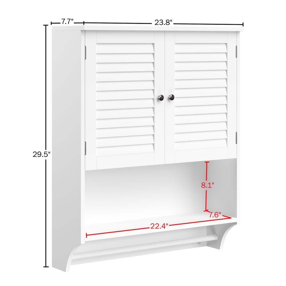 White Engineered Wood Wall-Mounted Bathroom Organizer with Shutter Doors