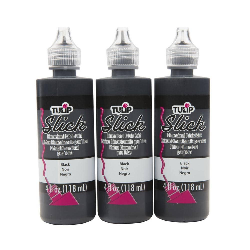 Tulip Dimensional Fabric Paint Slick, Black, 4 fl oz, 3 Pack