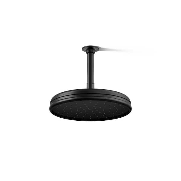 KOHLER Statement 1-Spray Patterns with 2.5 GPM 8.875 in. Ceiling Mount Fixed Shower Head in Matte Black