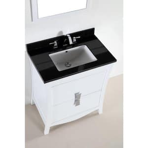Tracy 30 in. W x 19 in. D x 34 in. H Single Vanity in White with Granite Vanity Top in Black Galaxy with White Basin