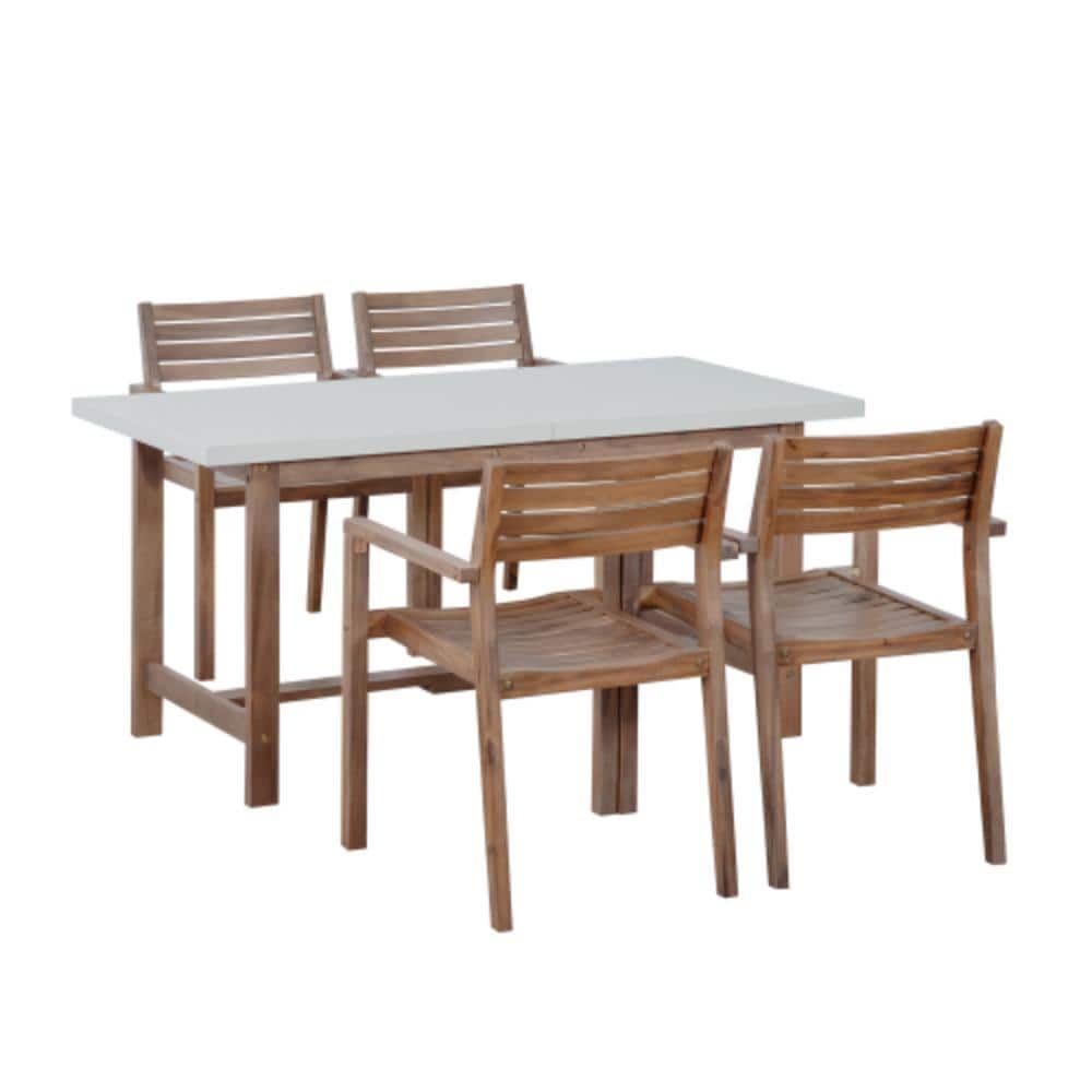 5-Piece Light Brown Acacia Wood Outdoor Dining Set price history on PriceWatchPro