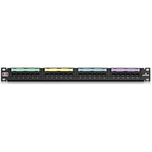 24-Port eXtreme Cat 6+ Flat 110-Style 1RU Patch Panel with Cable Management Bar, Black