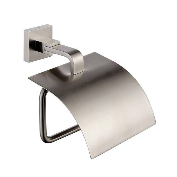 KRAUS Aura Single Post Bathroom Tissue Holder with Cover in Brushed Nickel