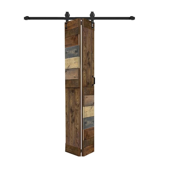 ISLIFE S 30 in. x 80 in. (15 in. x 80 in. x 2-Panels) Multi-Color Solid Wood Bi-Fold Door With Hardware Kit-Assembly Need